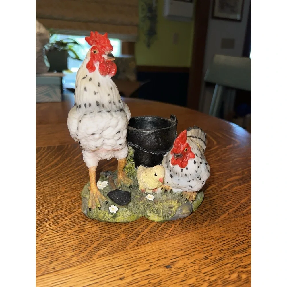Vintage‎ Rooster Hen Family Figurine Country Cottagecore Farmhouse Decor Accent